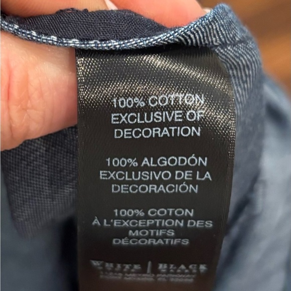 White House Black Market Dress Size 2 Jean Denim Cotton Collared Roll Tab Sleeve - Picture 7 of 7